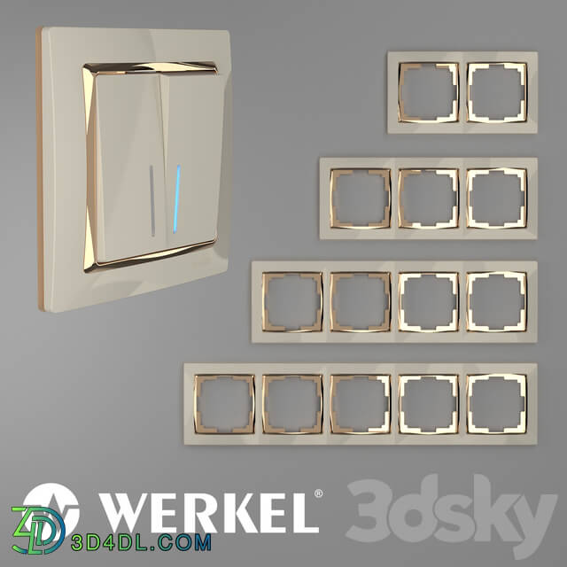 Miscellaneous - OM Plastic frames for sockets and switches Werkel Snabb Ivory _ gold