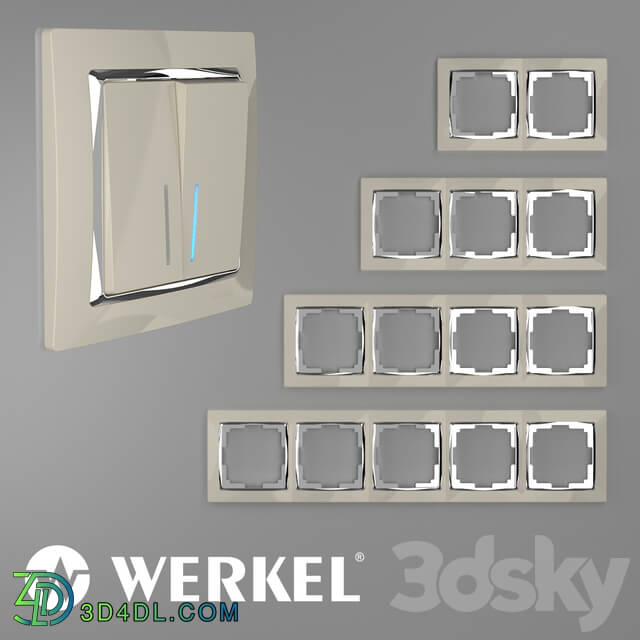 Miscellaneous - OM Plastic frames for sockets and switches Werkel Snabb Ivory _ chrome