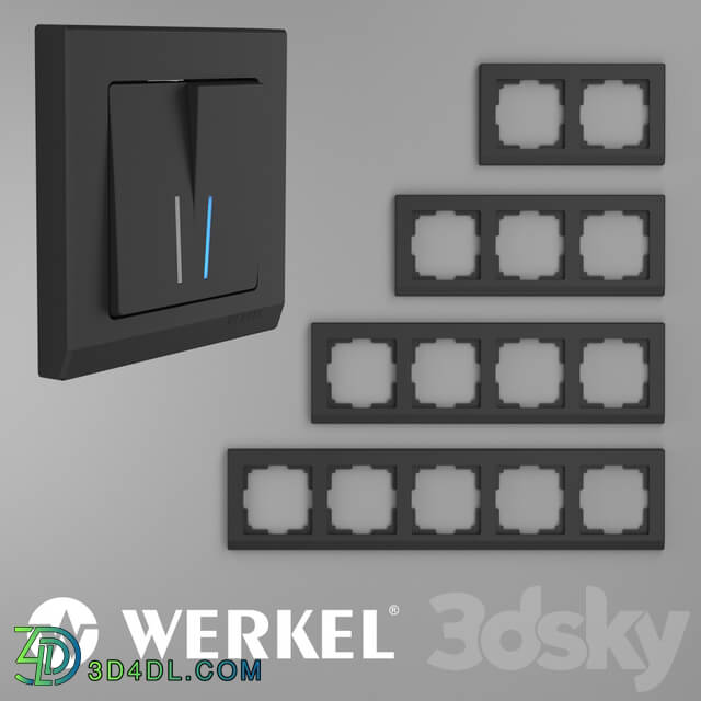 Miscellaneous - OM Plastic frames for sockets and switches Werkel Stark Black