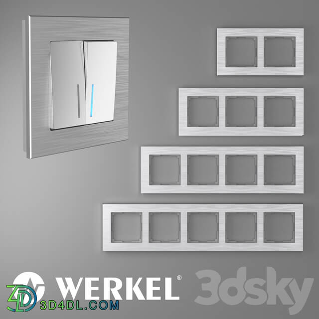 Miscellaneous - OM Metal frames for sockets and switches Werkel Aluminum Silver