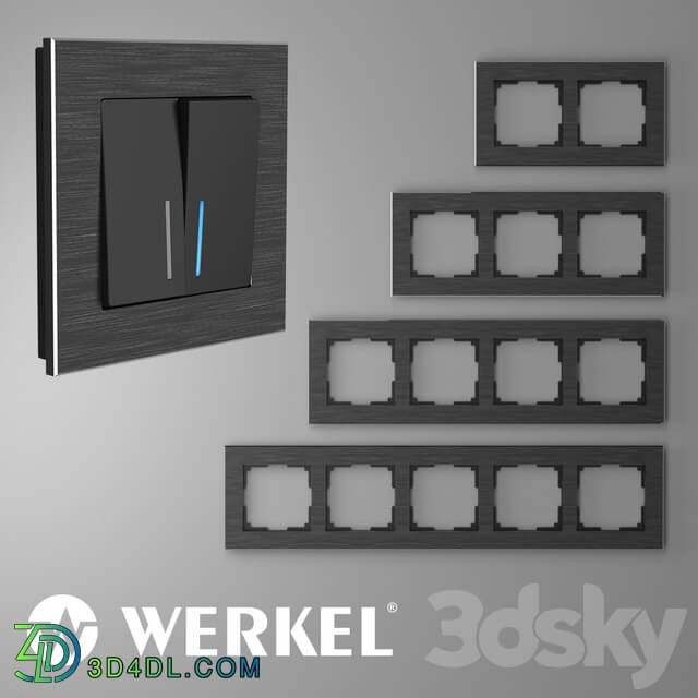 Miscellaneous - OM Metal frames for sockets and switches Werkel Aluminum Black