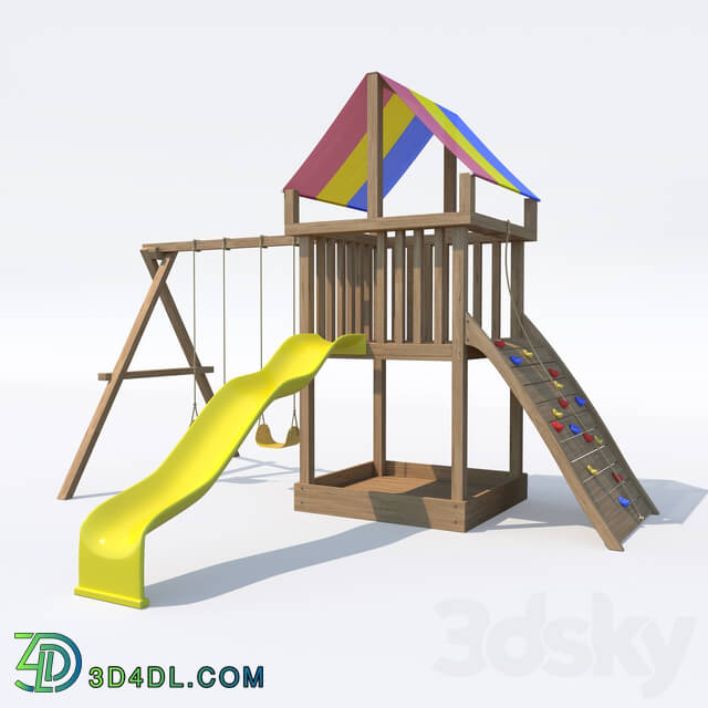 Playground - Kindergarten Swing _ Slide _ Rock Climber - 3 IN 1