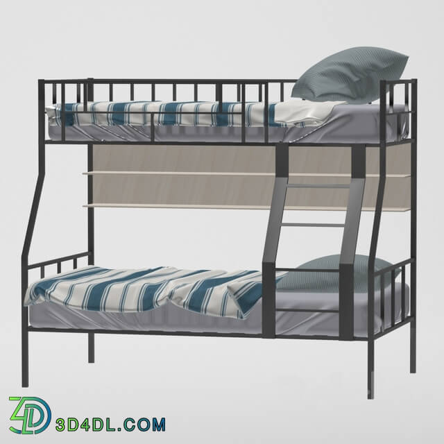 Bed - Bunk metal Barcelona bed with shelf