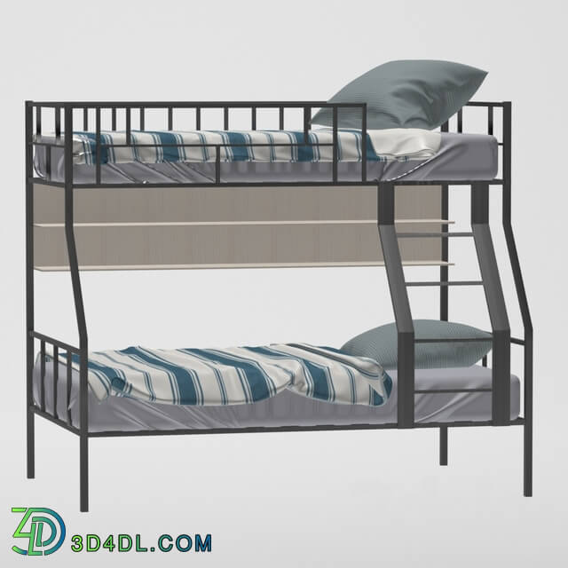 Bed - Bunk metal Barcelona bed with shelf