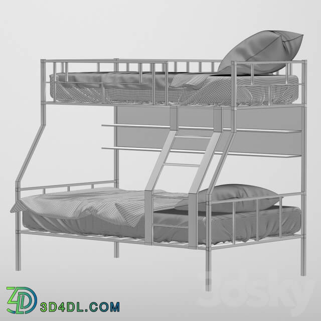 Bed - Bunk metal Barcelona bed with shelf