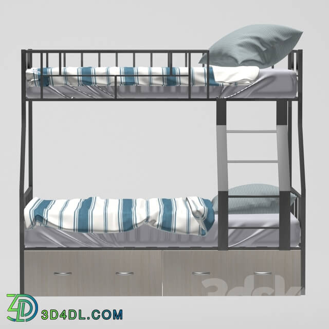 Bed - Bunk metal Barcelona bed with drawers