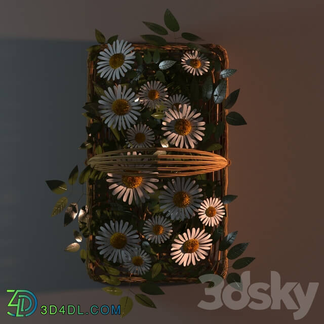 Basket with a bouquet of daisies