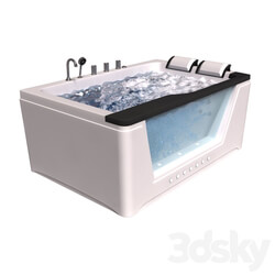 Bathtub - Jacuzzi with foam_ bubbling water and lighting 