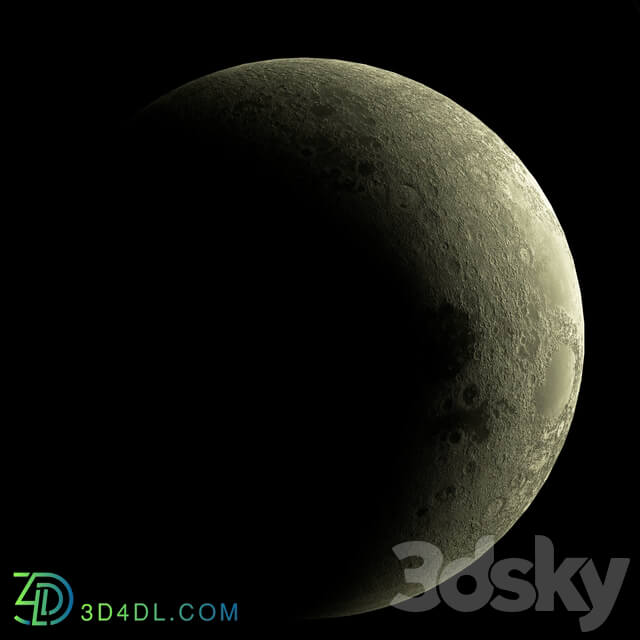 Miscellaneous Moon with 3 materials Low poly