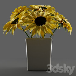 Bouquet of sunflowers in a vase 
