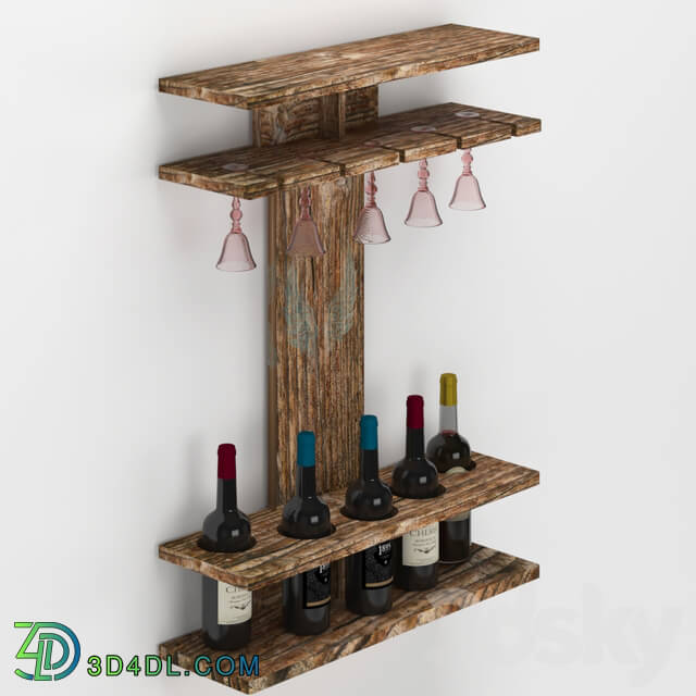 Other kitchen accessories - Rustic Wood Wine Rack