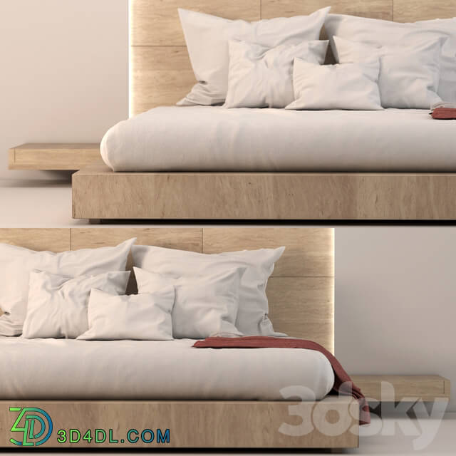 Bed - Wood Queen bed minimal