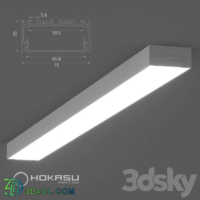 Technical lighting - Surface mounted linear luminaire HOKASU 75_35
