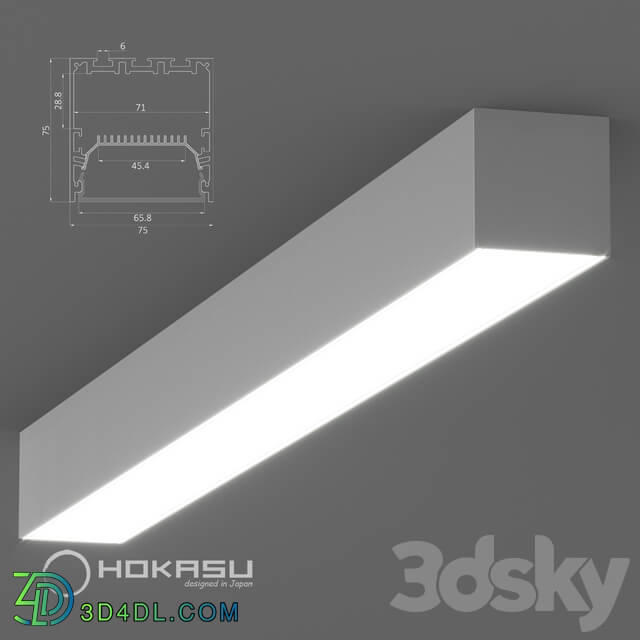 Technical lighting - Surface mounted linear lamp HOKASU S75