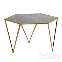 Table - Side table Hexagon Marble Countertop 