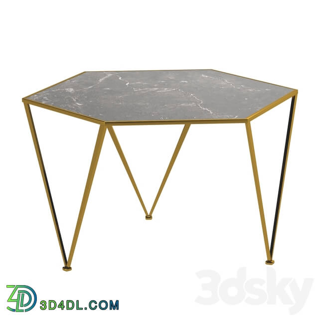 Table - Side table Hexagon Marble Countertop