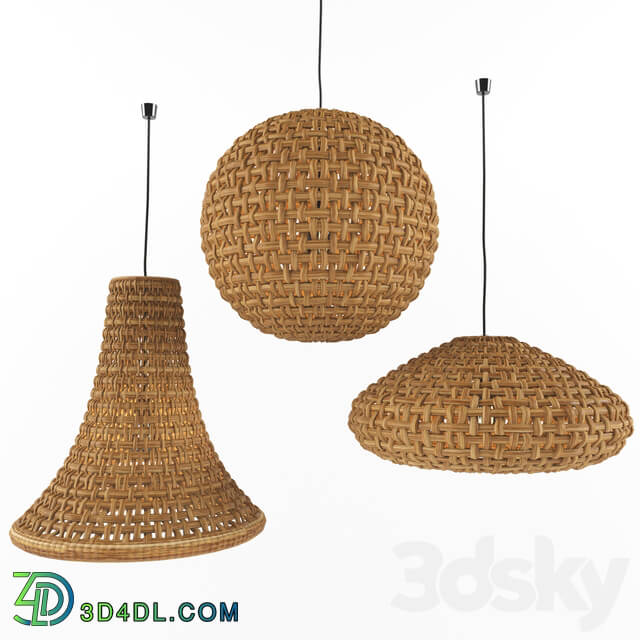 Chandelier - Natural Wicker Rattan Lamp Set 1
