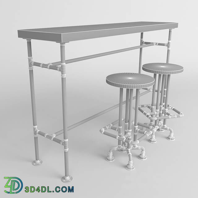 Table _ Chair - Bar table with chairs made with iron pipes