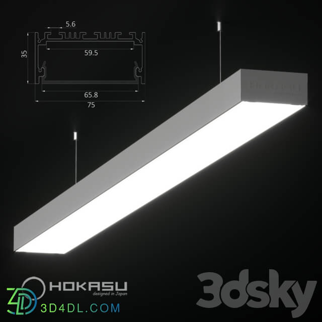 Ceiling lamp - Linear luminaire HOKASU 75_35 _suspended_