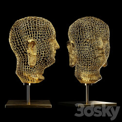 Sculpture - Buddha head gold wire 