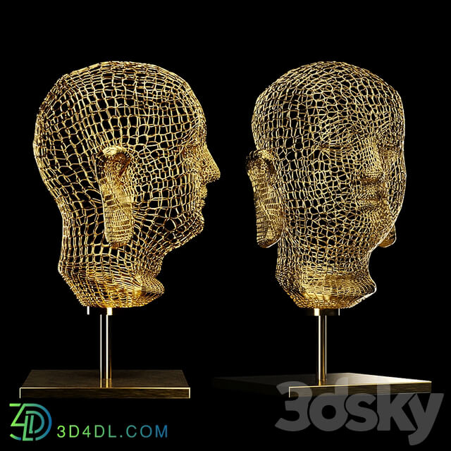 Sculpture - Buddha head gold wire