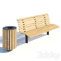 Urban environment - Urn and Bench 