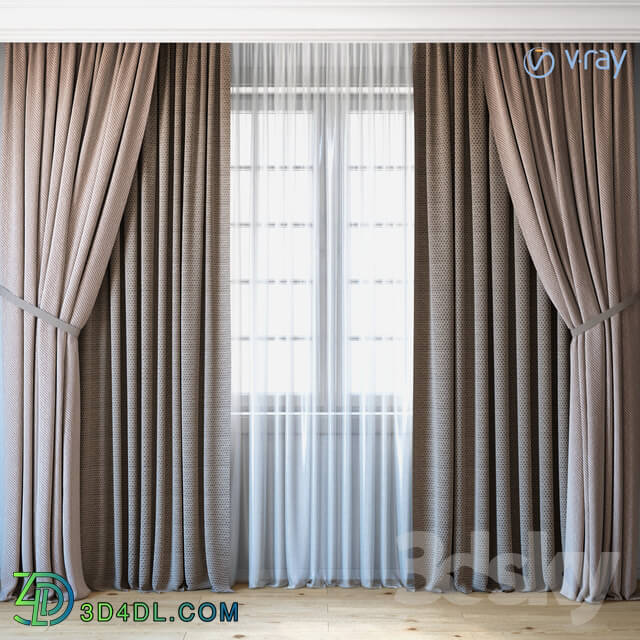 Curtains with tulle set 04