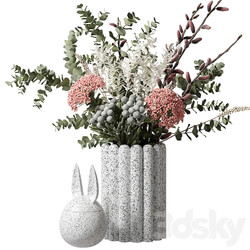 Bouquet - Bouquet with eucalyptus and flowers in a white vase 