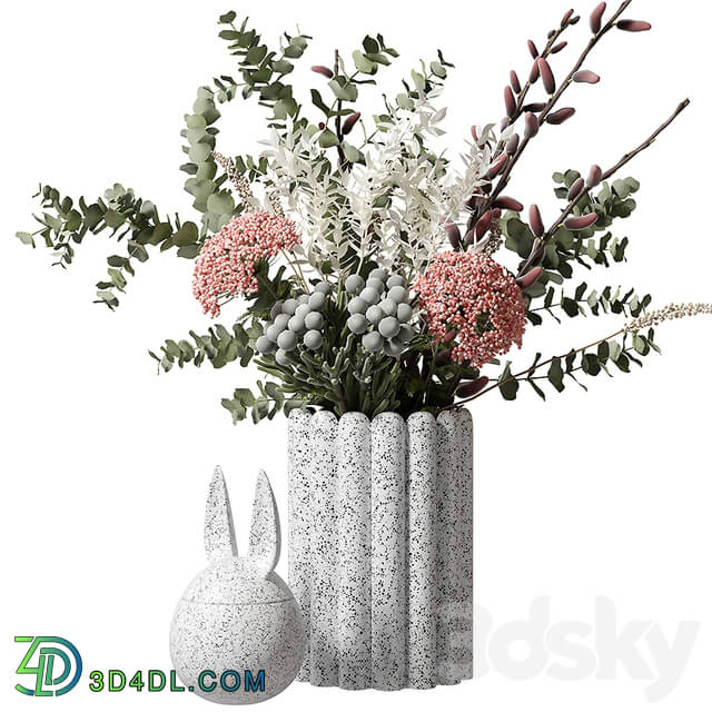 Bouquet - Bouquet with eucalyptus and flowers in a white vase