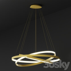 Chandelier - Pendant lamp ULIGHT haloin Gold _3 rings_ 
