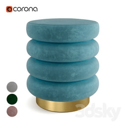 Other soft seating - Textured Velvet Ottoman with Gold Finish Stainless Steel Base 