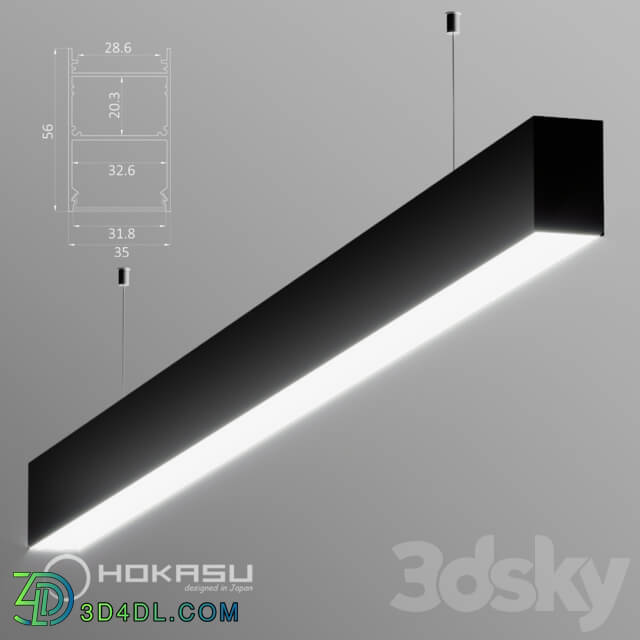 Technical lighting - Hanging Linear Luminaire Hokasu 35_56 _black_