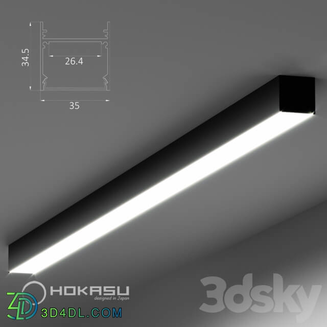 Technical lighting - Linear lamp HOKASU S35 Black _surface-mounted_