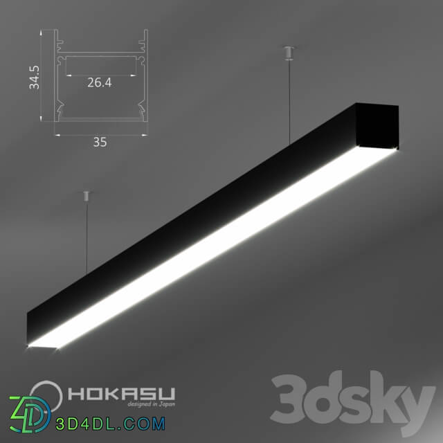 Technical lighting - Linear Lamp Hokasu S35 Black _suspended_