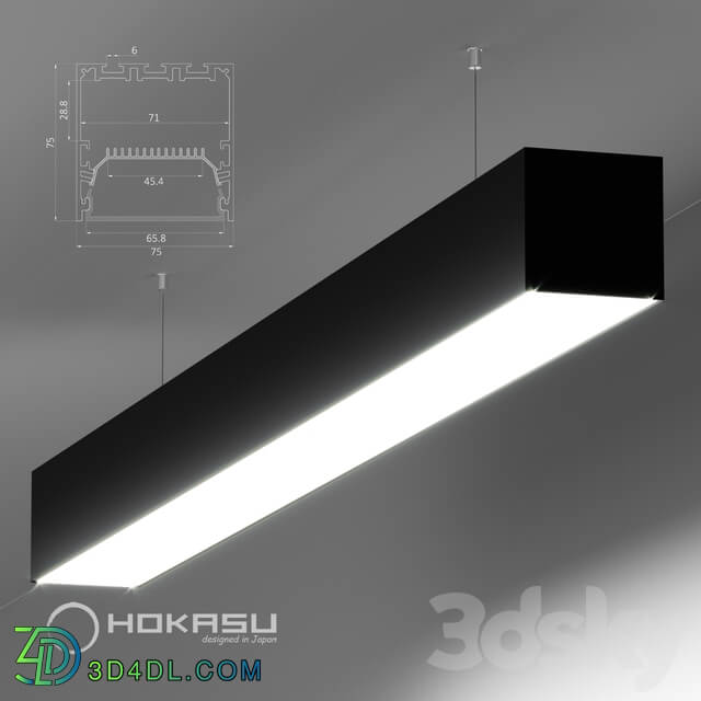 Technical lighting - Linear lamp HOKASU S75 Black _suspended_