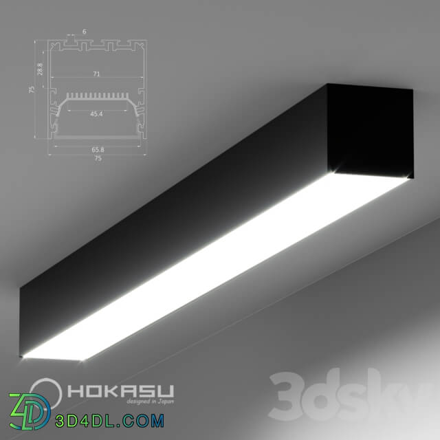 Technical lighting - Linear lamp HOKASU S75 Black _surface-mounted_