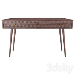Console - Diamond Pattern Hand Carved Console Table with Three Drawers 