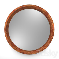 Mirror - Round mirror in a thin wooden frame Ash 