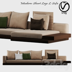 Sofa - Modern Short Legs L Sofa 
