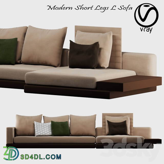 Sofa - Modern Short Legs L Sofa