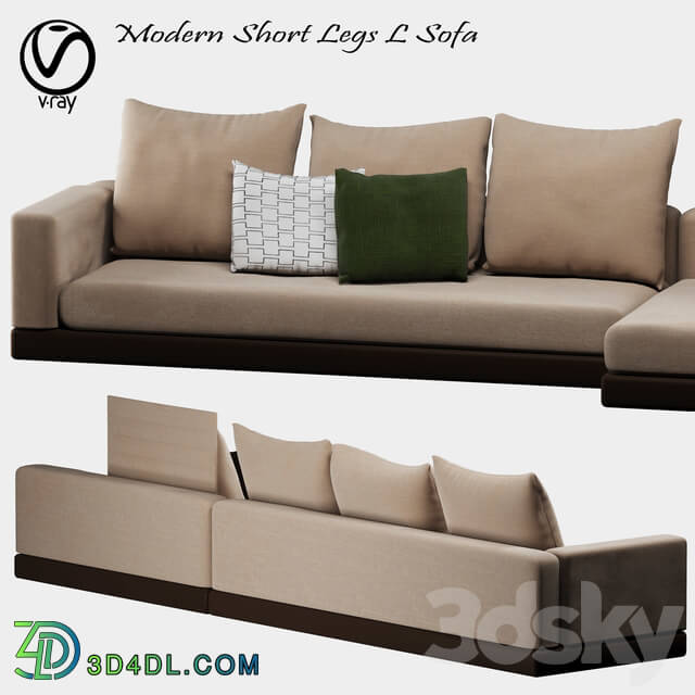 Sofa - Modern Short Legs L Sofa