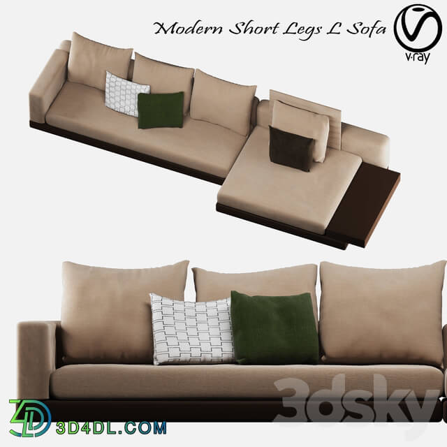 Sofa - Modern Short Legs L Sofa