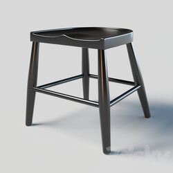 Chair - modern black carved seat wood stool 
