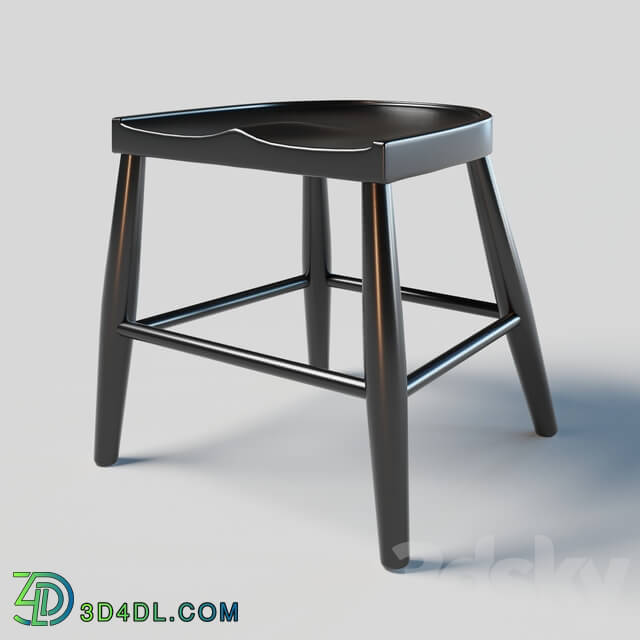 Chair - modern black carved seat wood stool