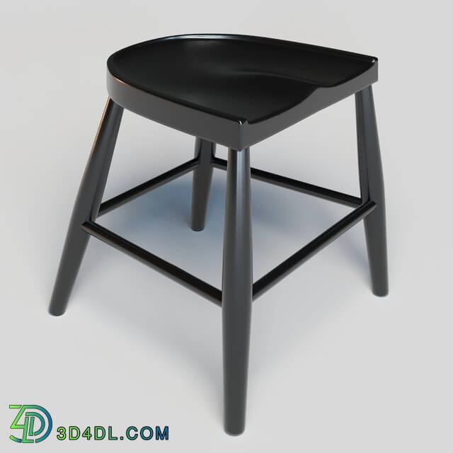 Chair - modern black carved seat wood stool