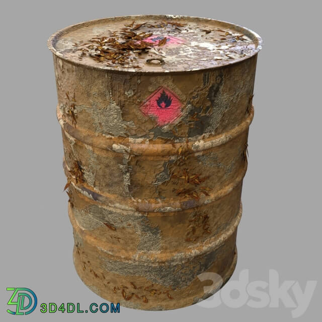 Miscellaneous - Barrel 01 rusty and peeling paint 3D Model