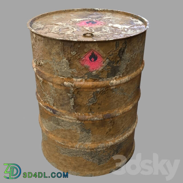 Miscellaneous - Barrel 01 rusty and peeling paint 3D Model