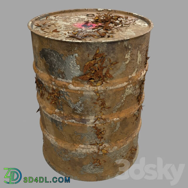 Miscellaneous - Barrel 01 rusty and peeling paint 3D Model