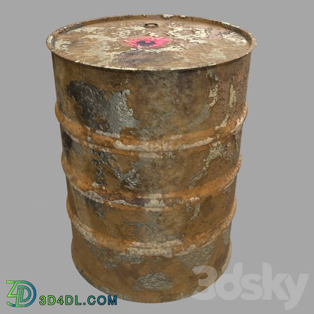 Miscellaneous - Barrel 01 rusty and peeling paint 3D Model