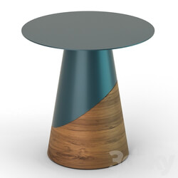 Table - Blue and Walnut Cone Side Table 